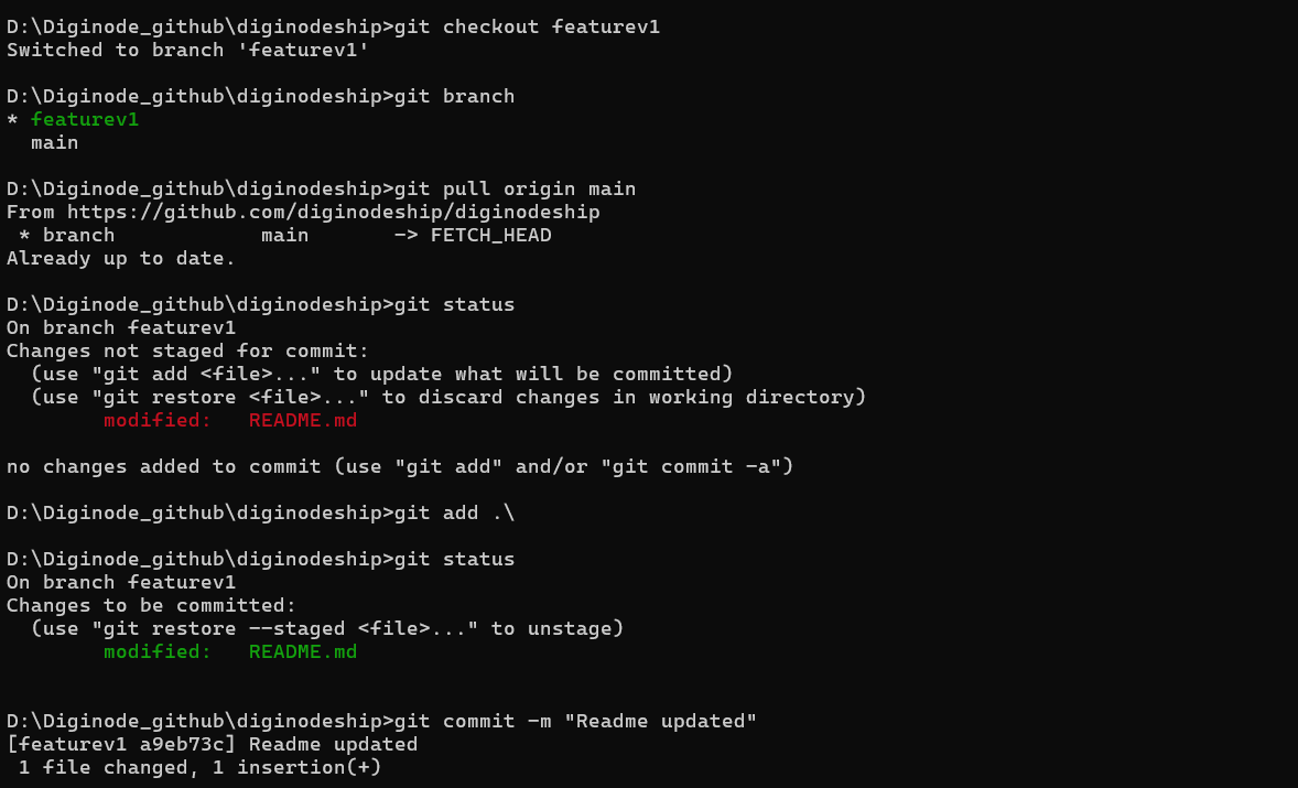 Pushing Branches to GitHub - Diginode